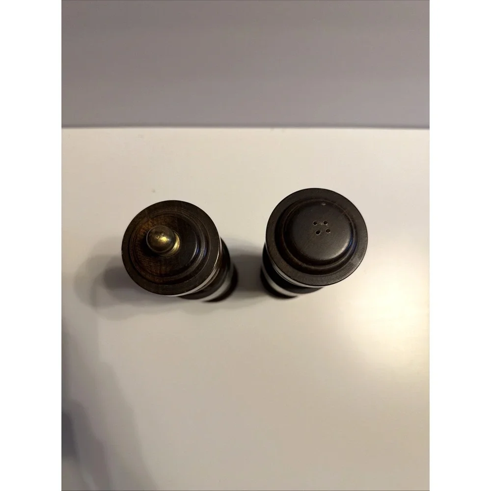 Vintage Woodcrest Styson Salt Shaker & Pepper Mill Japan Made Wooden, 7.5